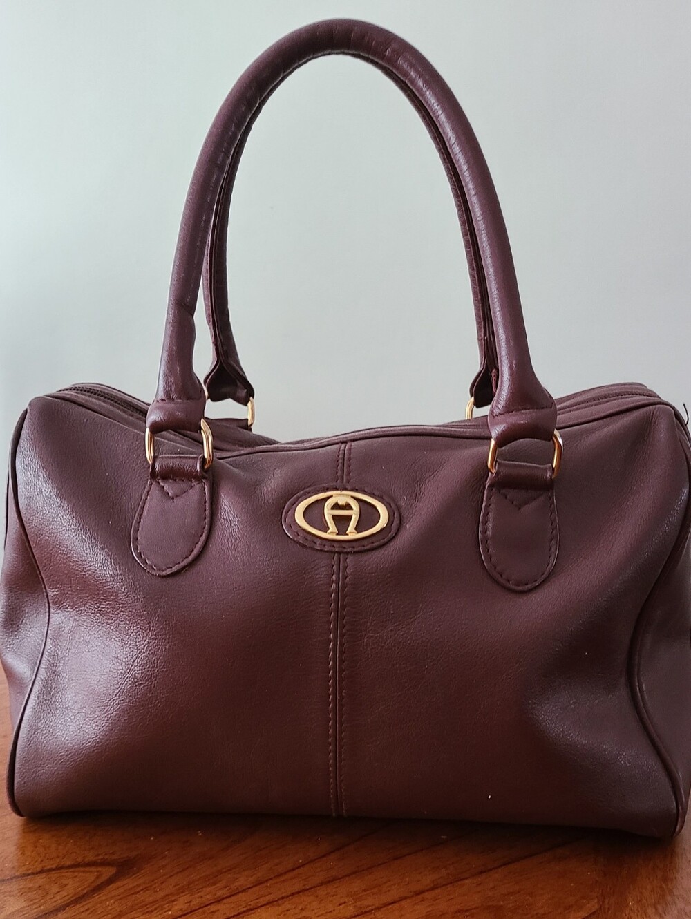 Classic Elienne Algner Women's Maroon Genuine Leather Satchel Style Handbag